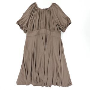 NWT Torrid Mini Rayon Slub Puff Sleeve Skater Dress Taupe Brown Cottagecore Boho